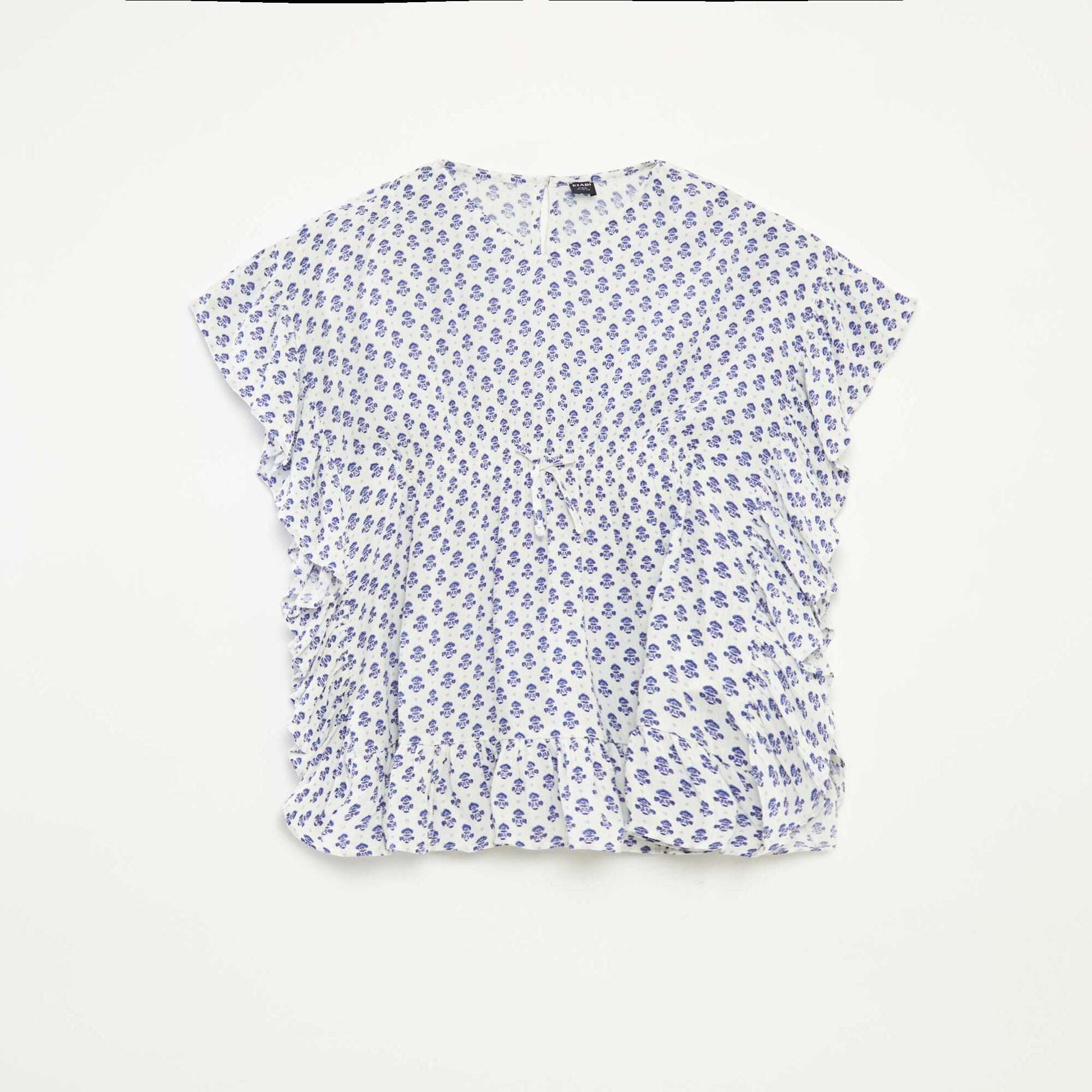 Ruffled printed dress WHITE