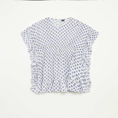 Ruffled printed dress WHITE