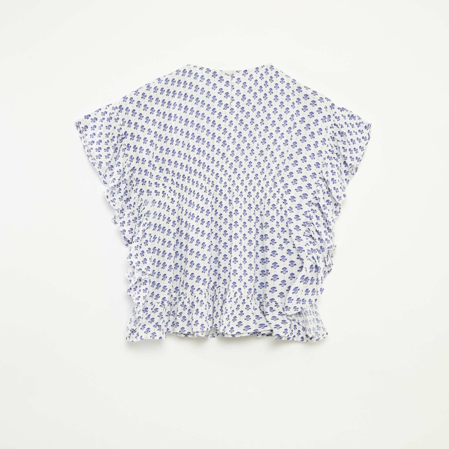 Ruffled printed dress WHITE