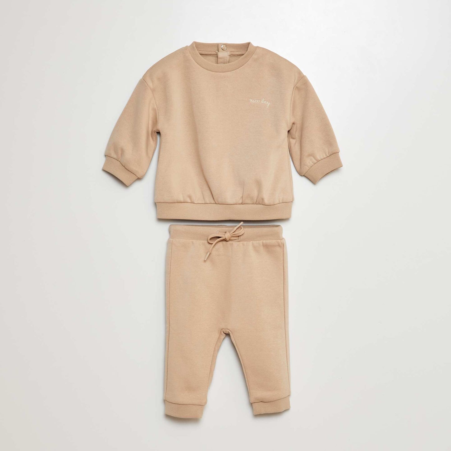 Plain sweatshirt and joggers set - 2-piece set BEIGE