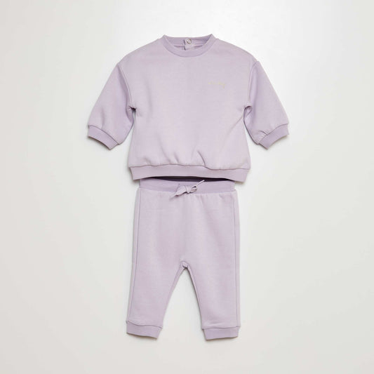 Plain sweatshirt and joggers set - 2-piece set PURPLE