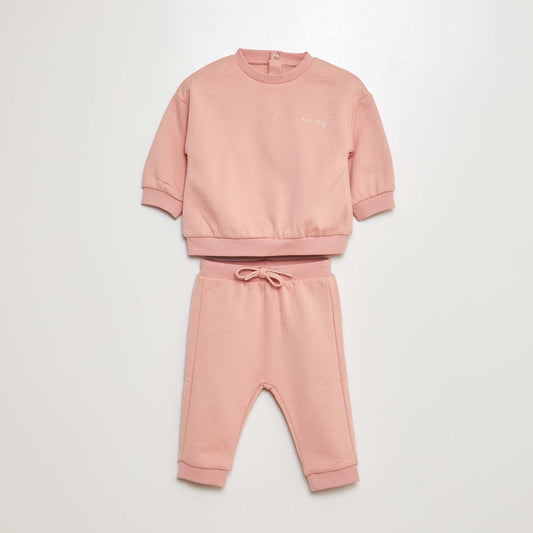 Plain sweatshirt and joggers set - 2-piece set PINK