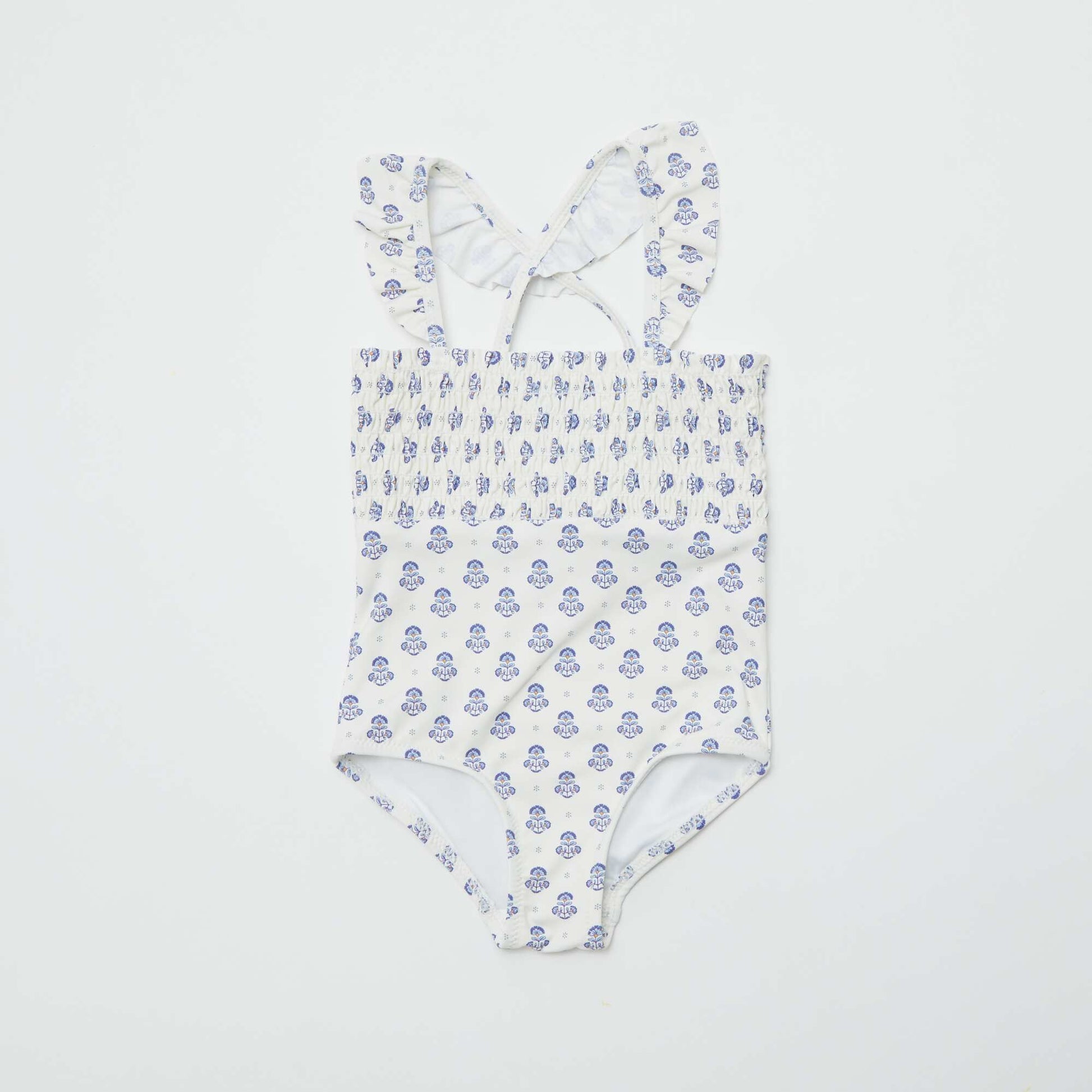 Printed ruffled swimsuit - One-piece WHITE