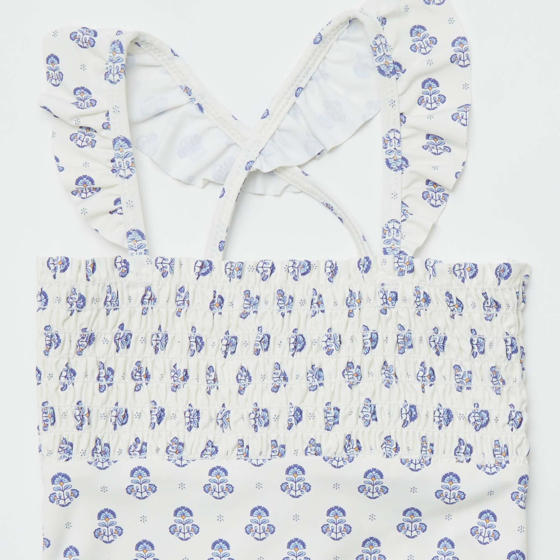 Printed ruffled swimsuit - One-piece WHITE
