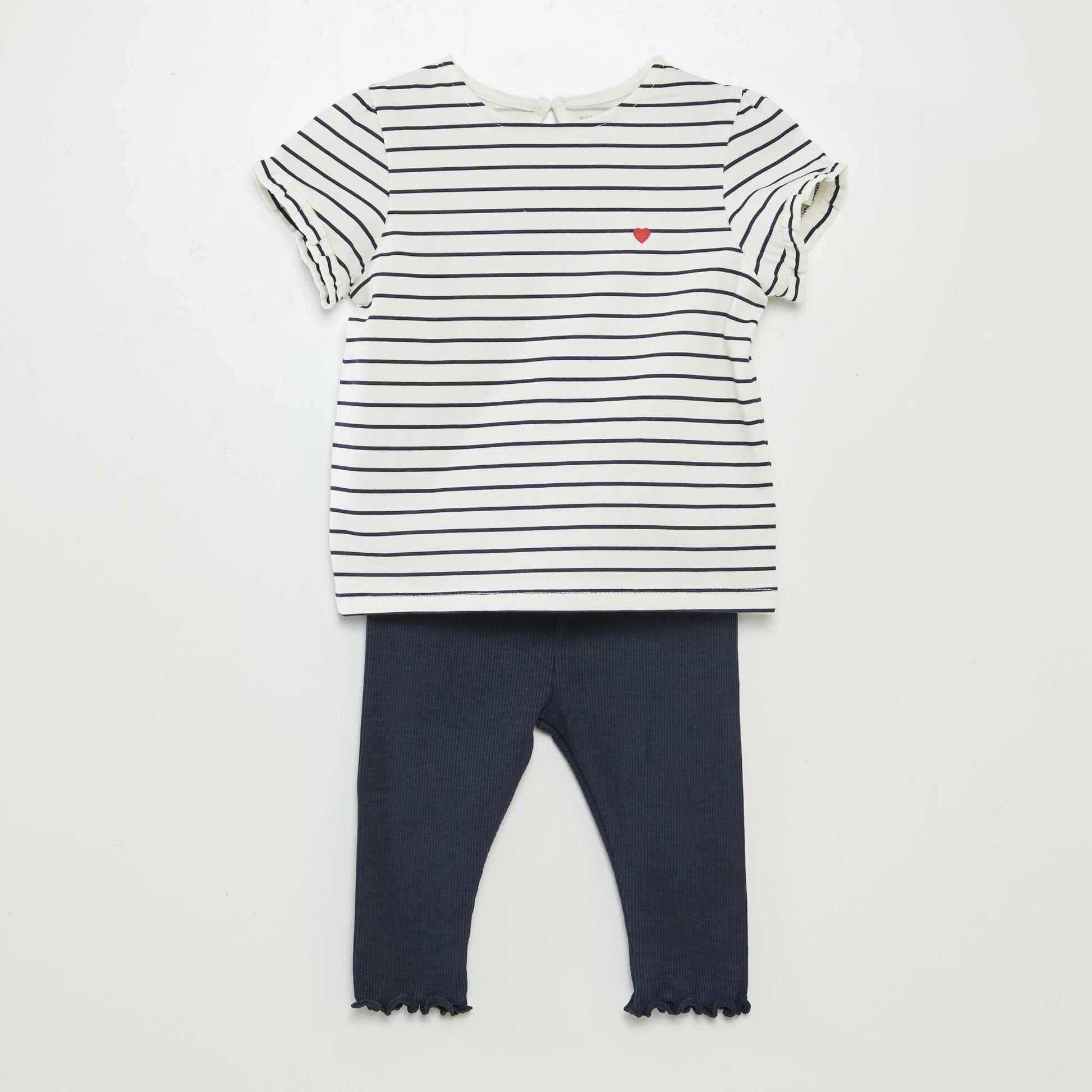 T-shirt + ribbed leggings set - 2-piece set WHITE