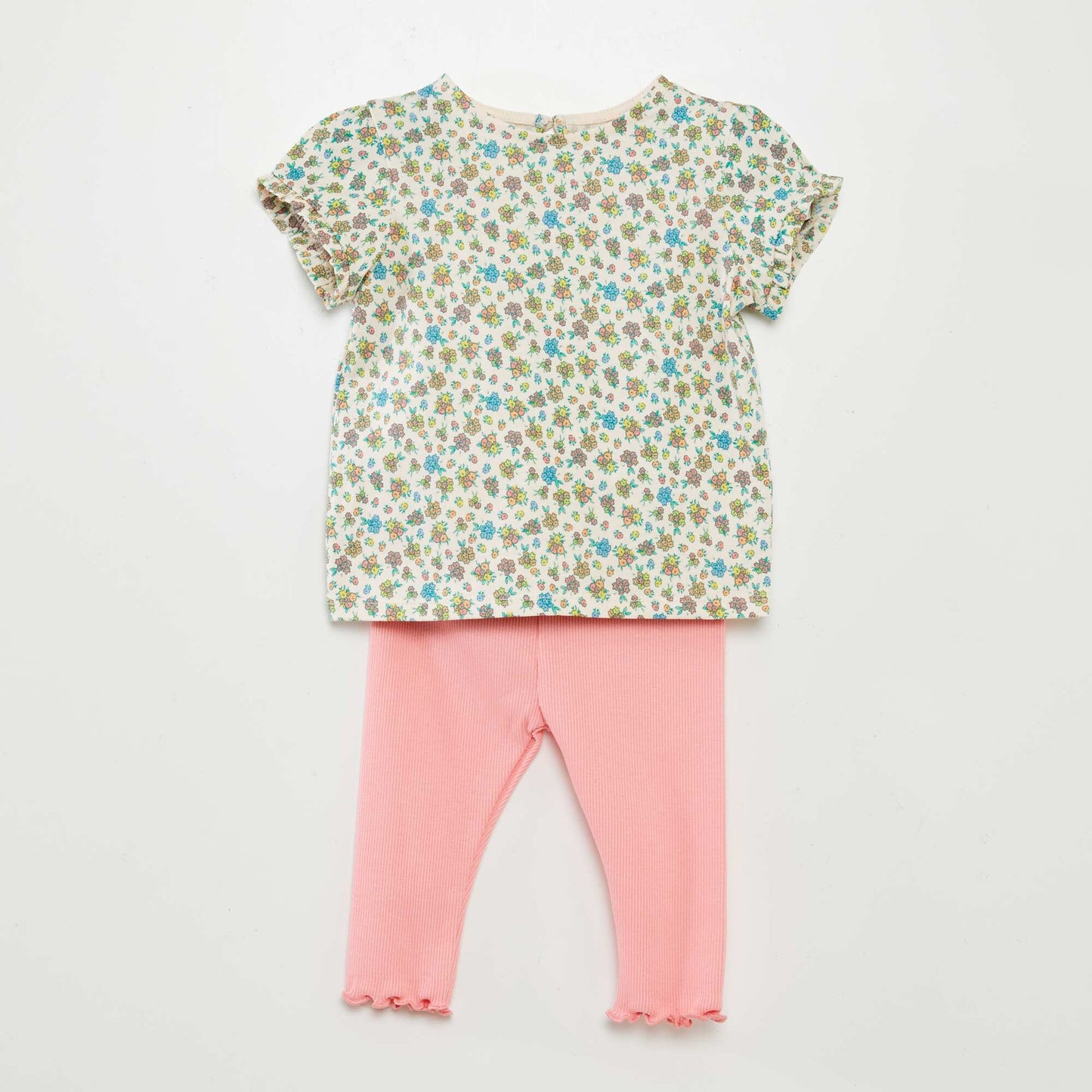 T-shirt + ribbed leggings set - 2-piece set PINK
