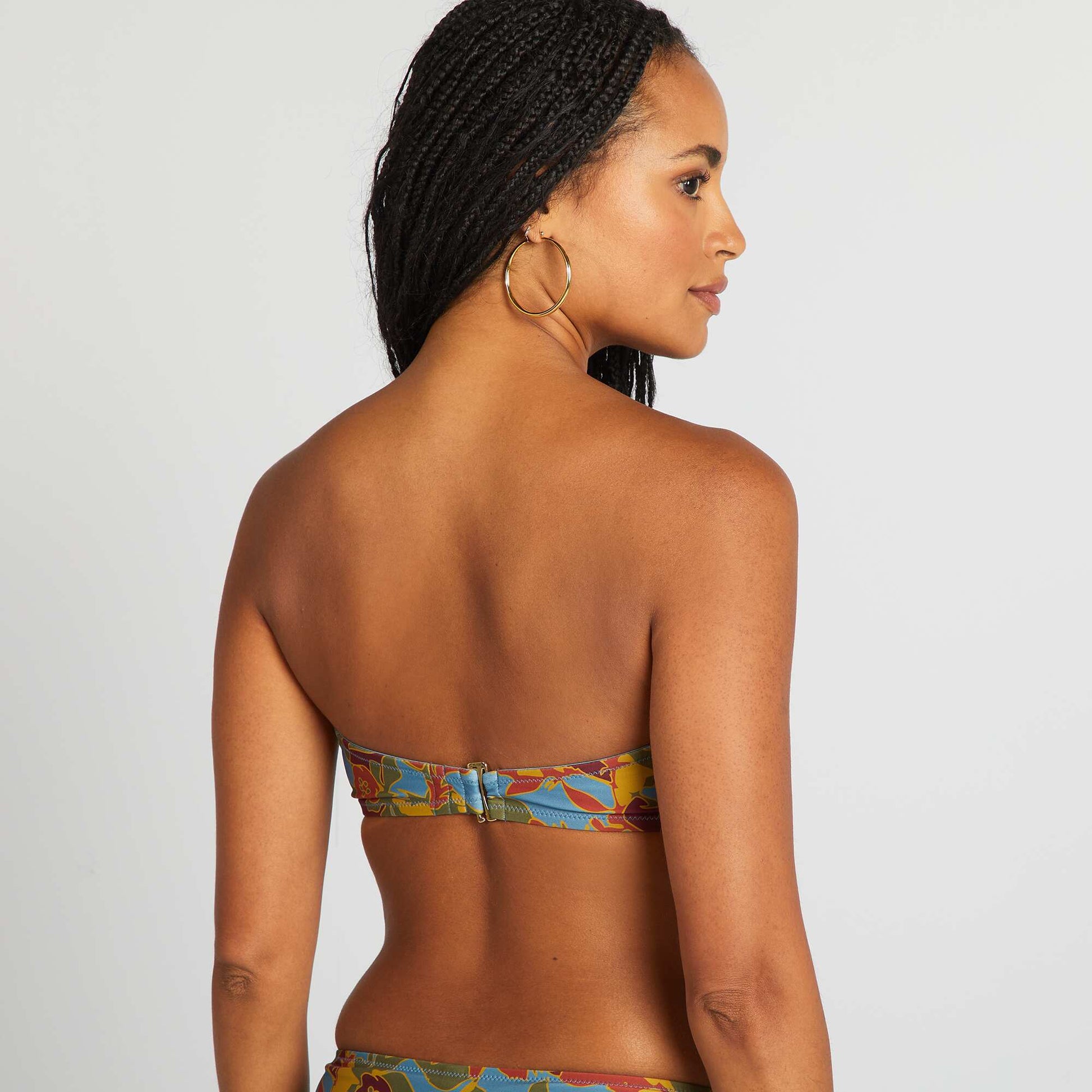 Floral demi-cup bikini top BLUE