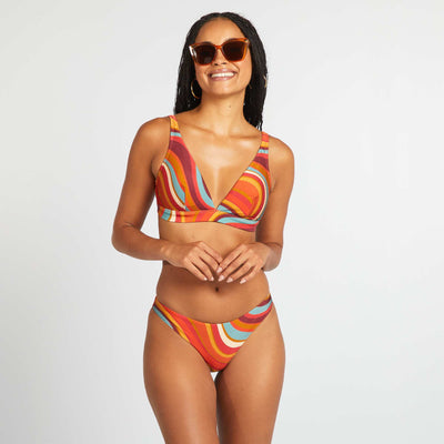 Psychedelic print bikini bottoms ORANGE