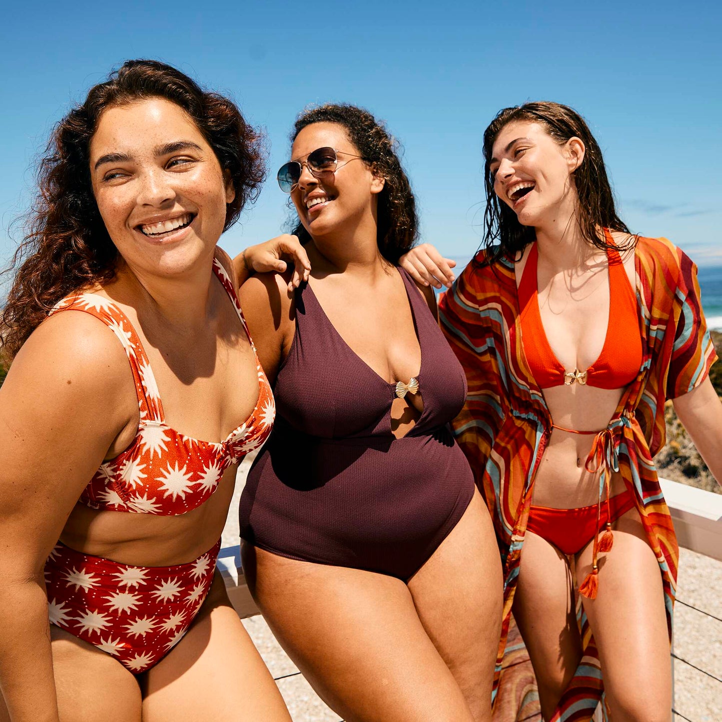 One-piece swimsuit with shell detail PURPLE