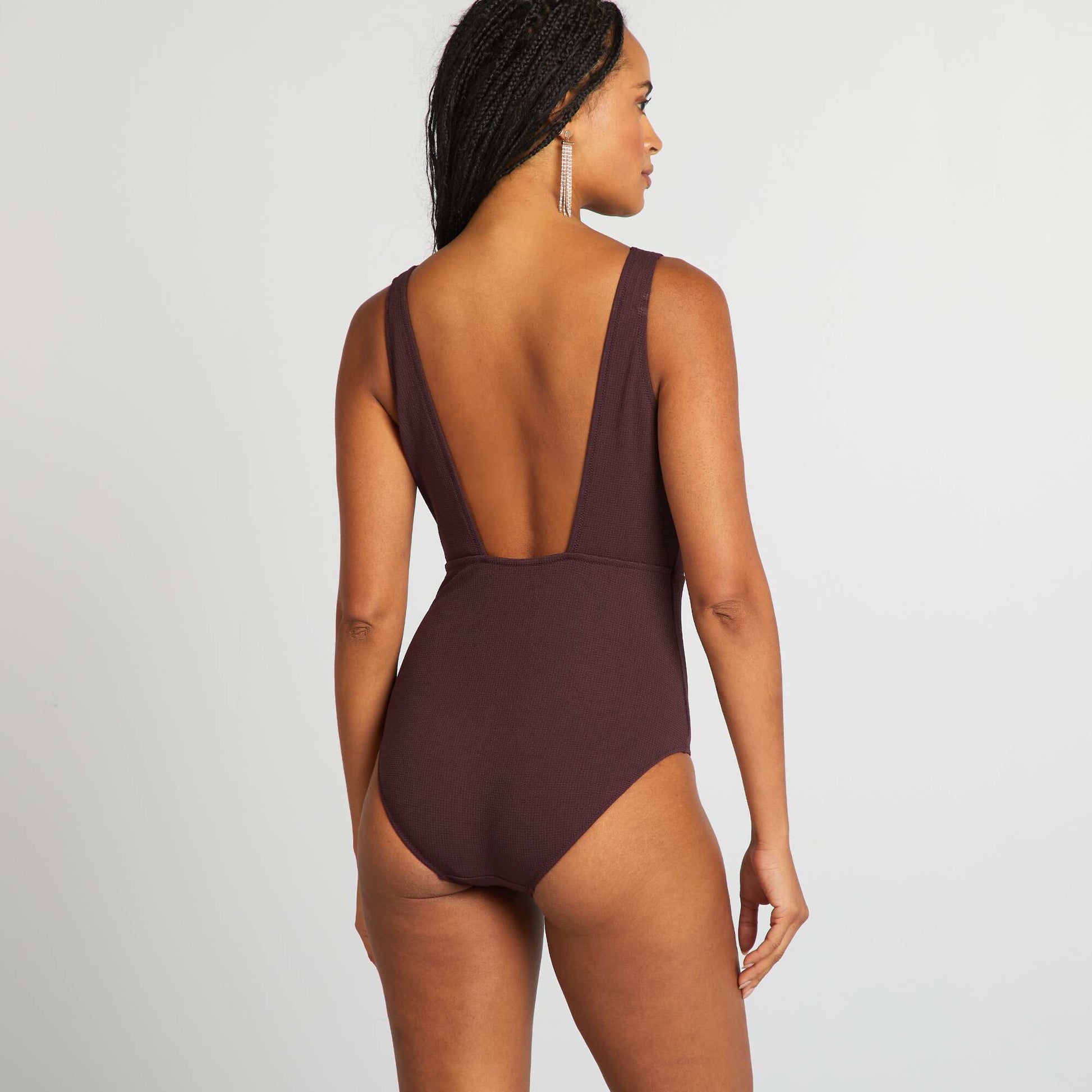 One-piece swimsuit with shell detail PURPLE