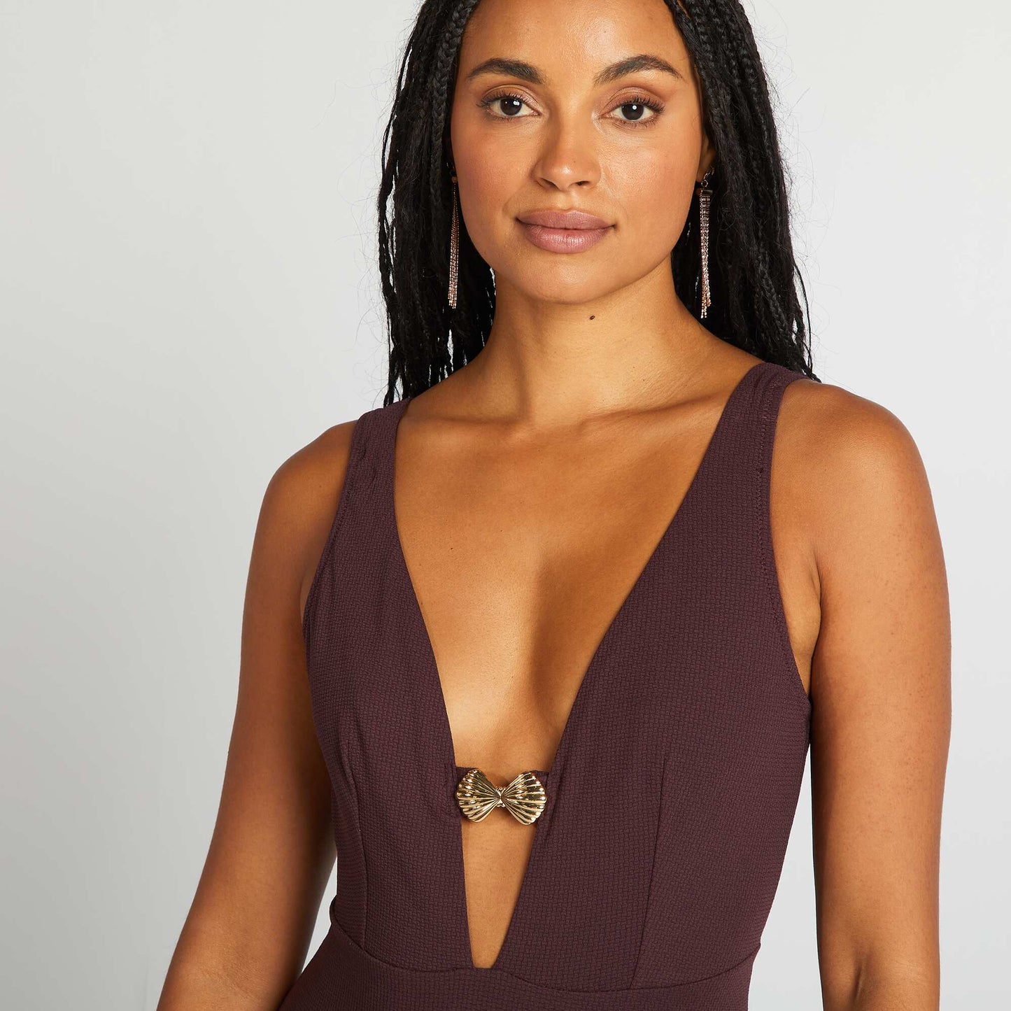 One-piece swimsuit with shell detail PURPLE