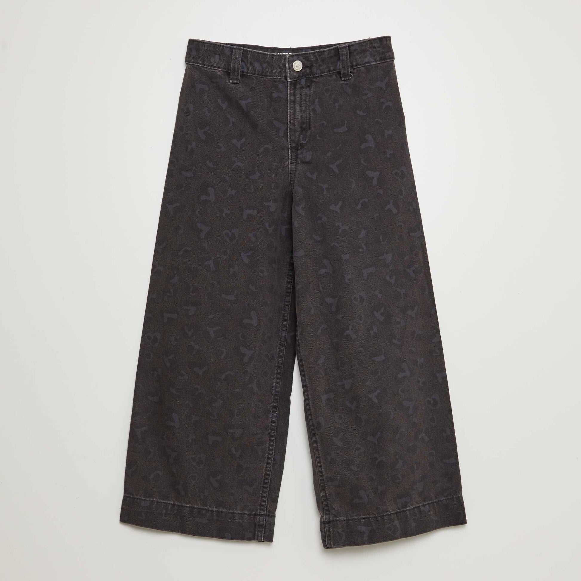 Leopard print wide-leg trousers GREY