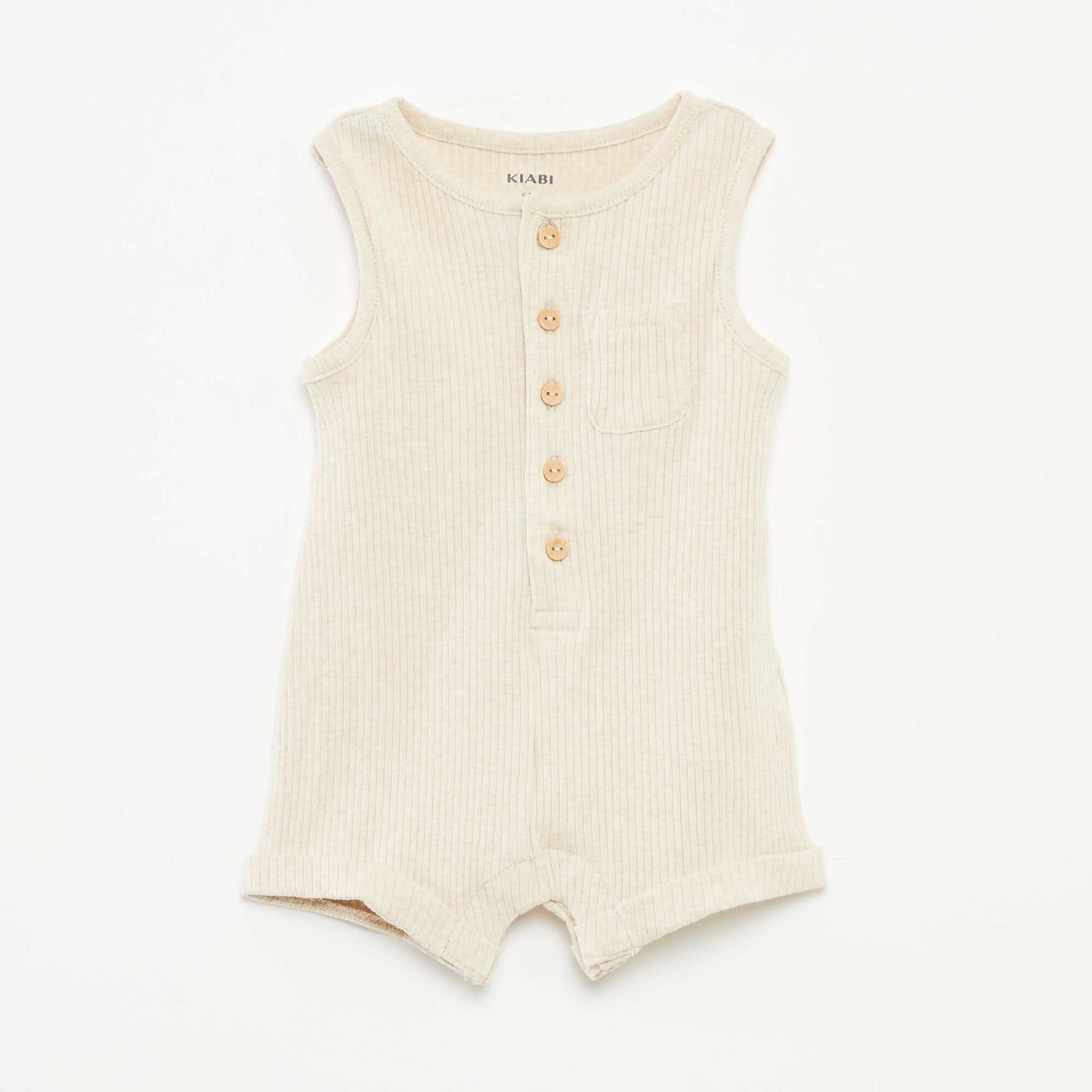 Short printed romper suit BEIGE