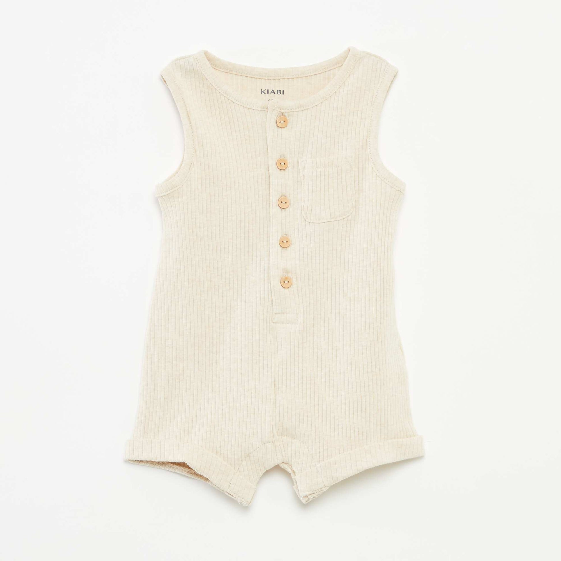 Short printed romper suit BEIGE