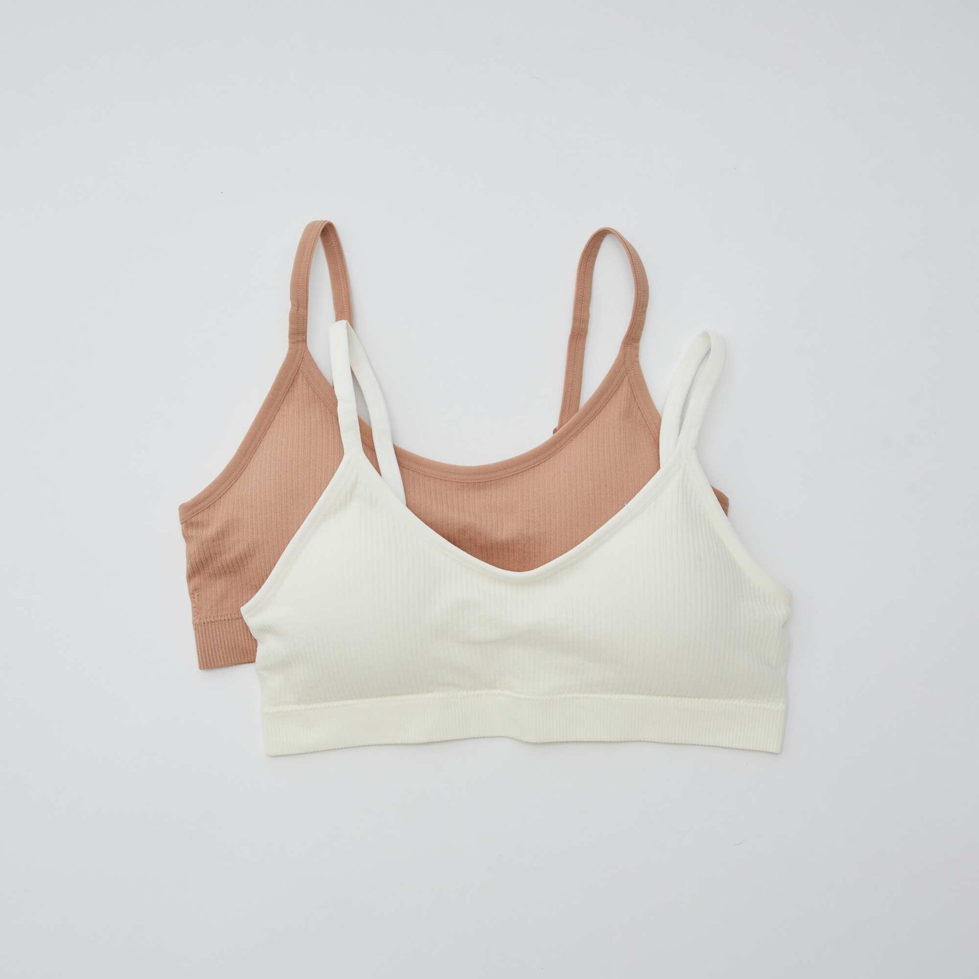 Pack of 2 ribbed bralettes PINK