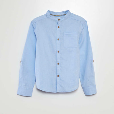 Linen-blend shirt BLUE