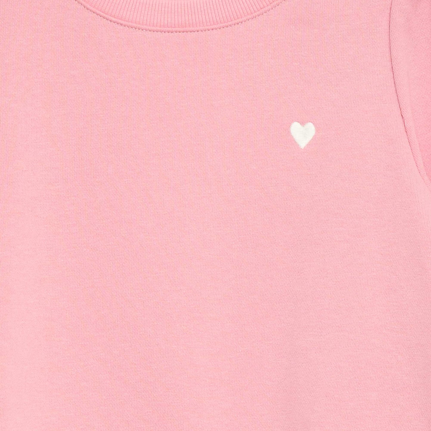 Plain sweatshirt with heart embroidery PINK