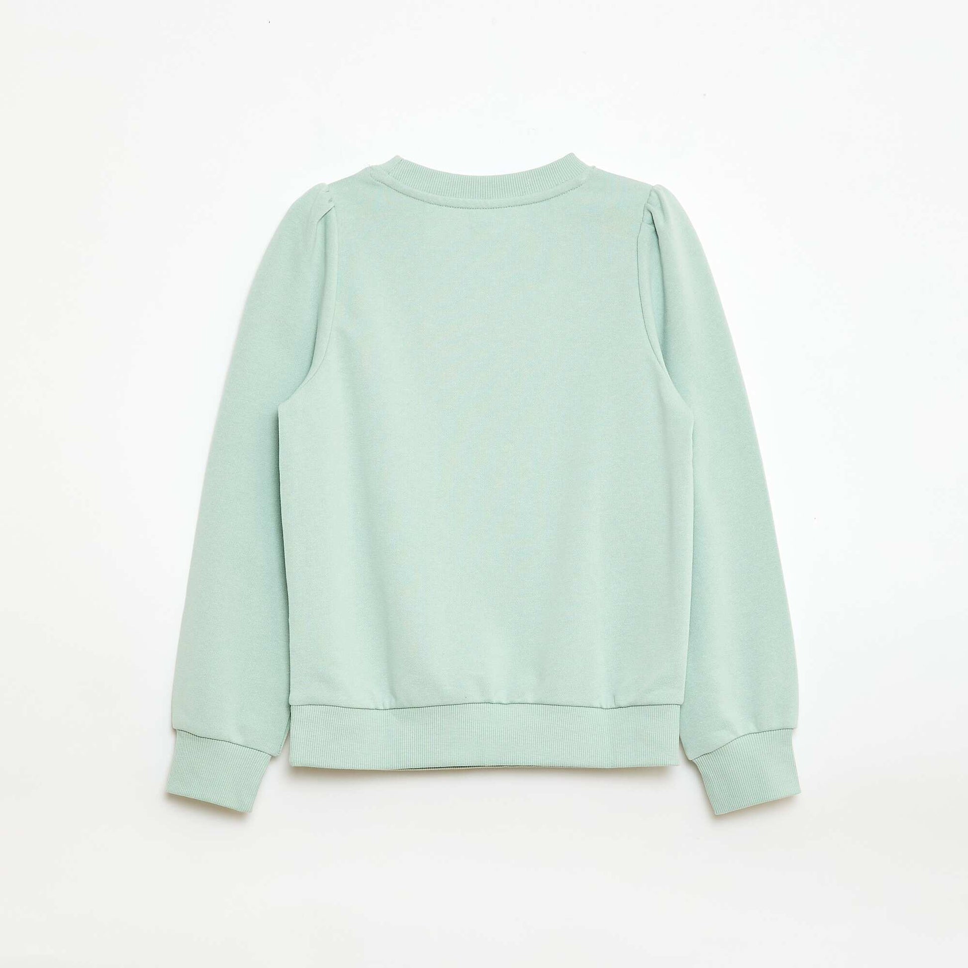 Plain sweatshirt with heart embroidery GREEN