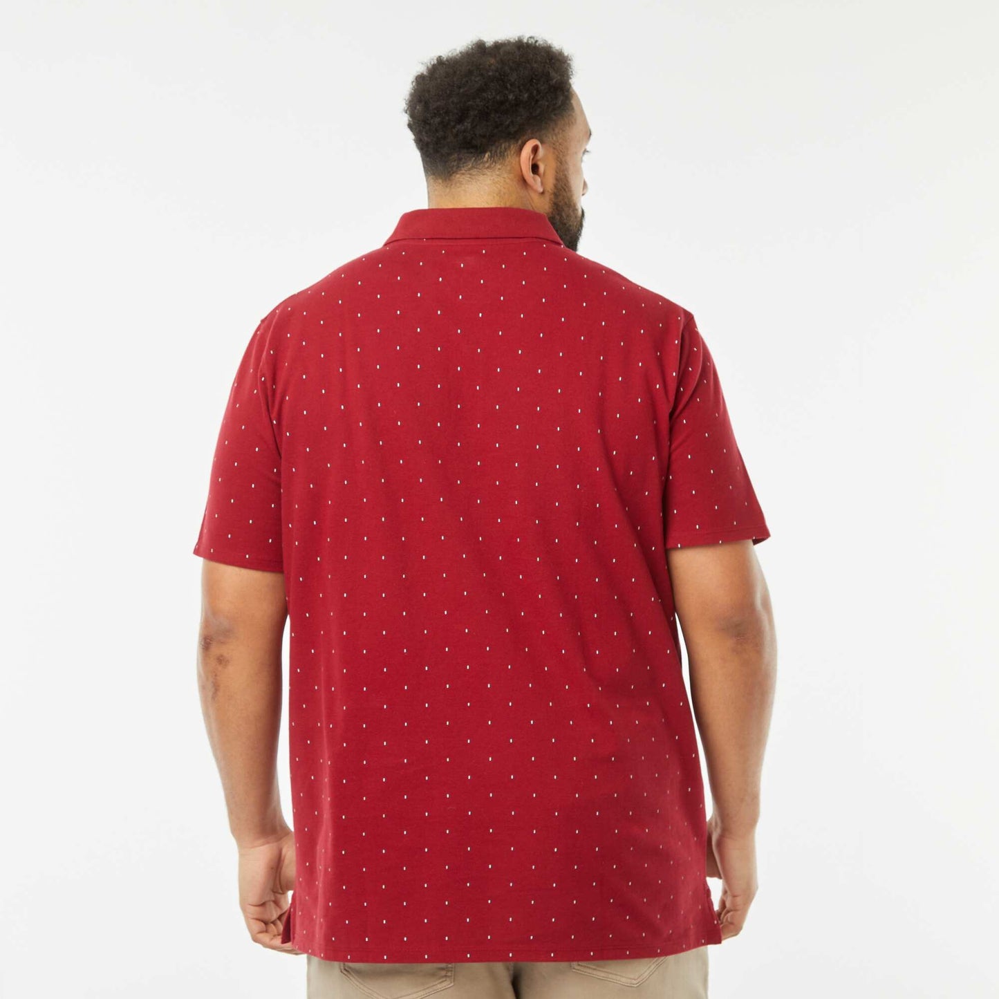 Patterned piqué knit polo shirt RED