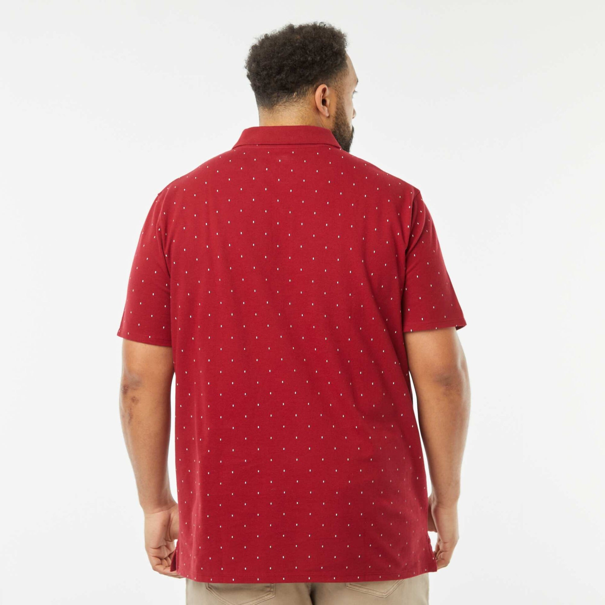 Patterned piqué knit polo shirt RED