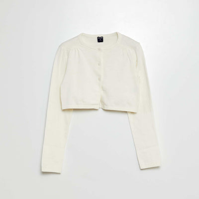 Cropped ribbed bolero WHITE