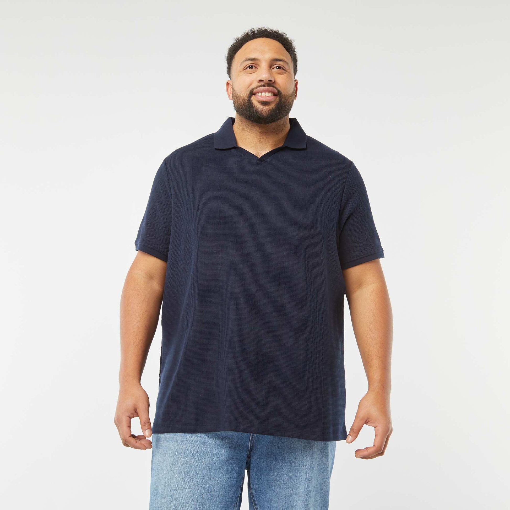 Cotton piqué polo shirt BLUE