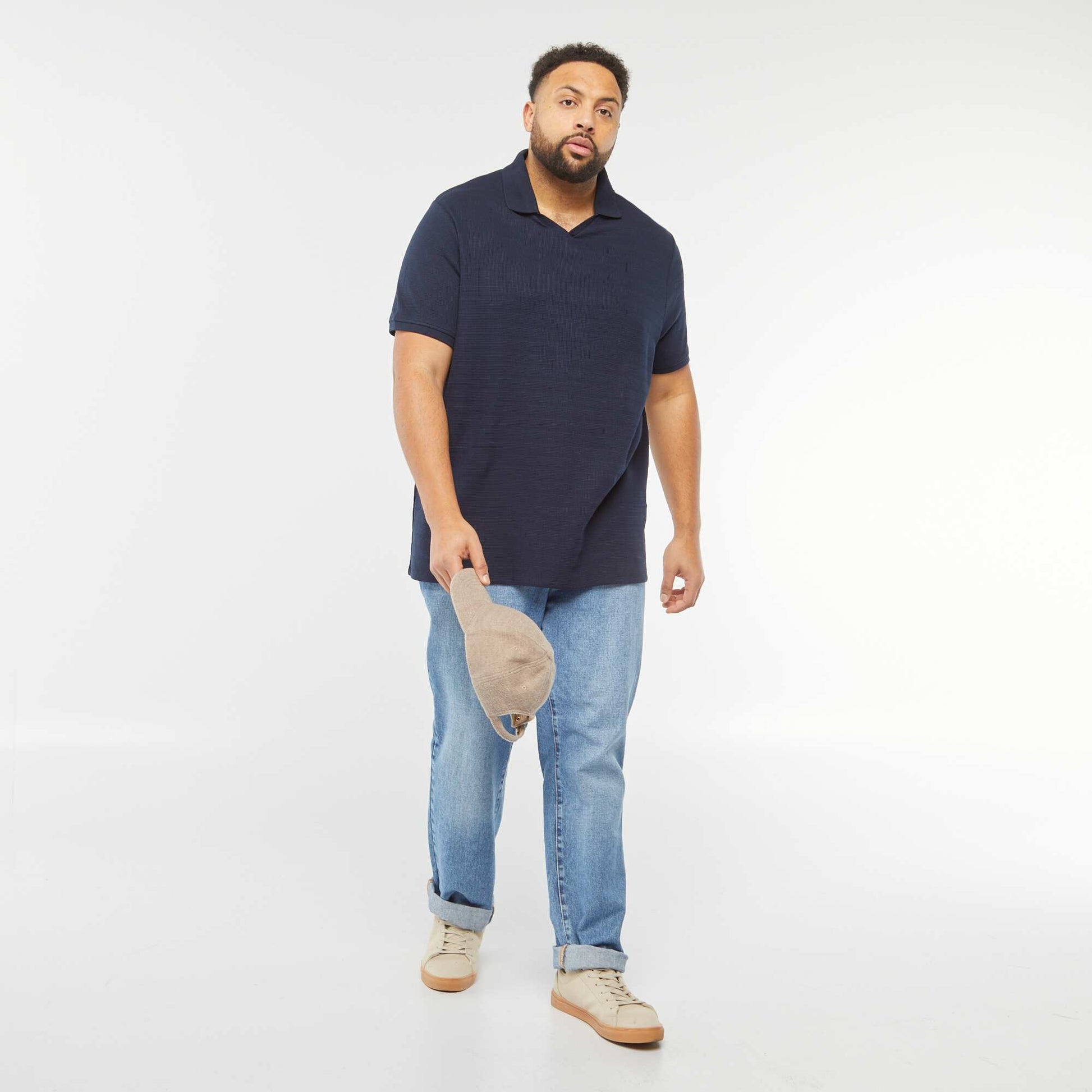 Cotton piqué polo shirt BLUE