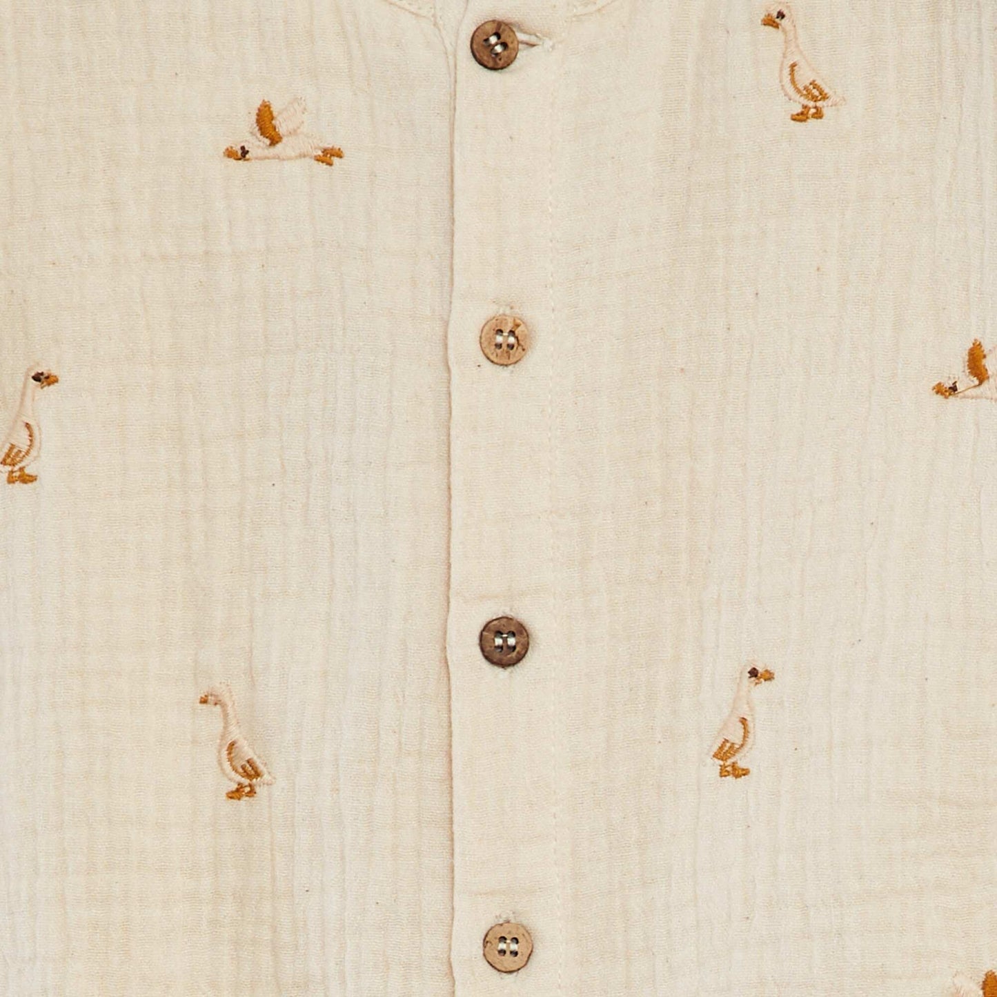 Cotton gauze romper with embroidered geese WHITE