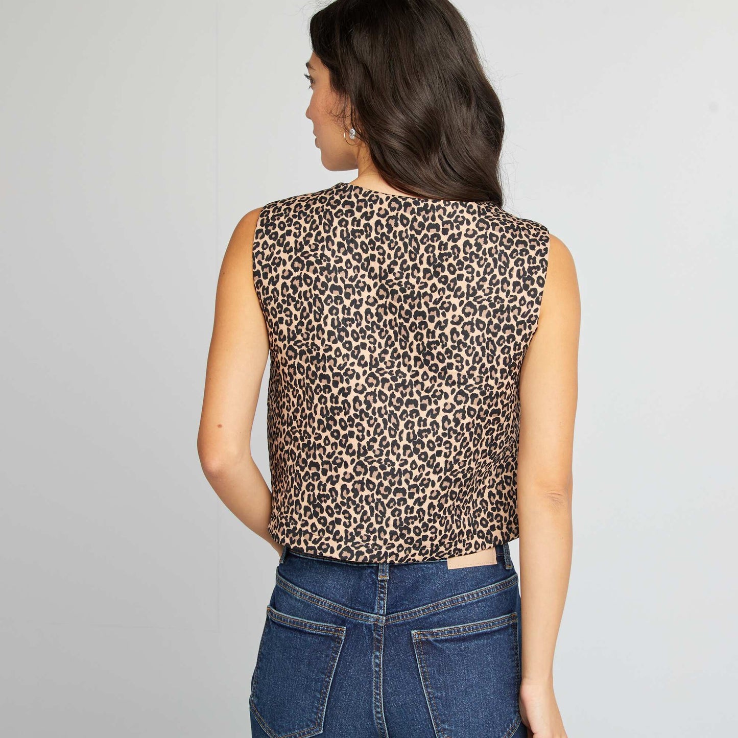 Leopard print quilted bodywarmer BROWN