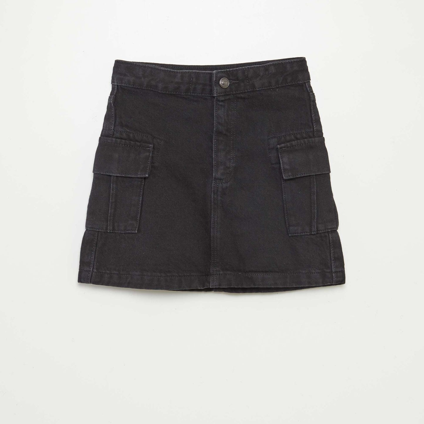 Denim skirt with flap pockets BLACK