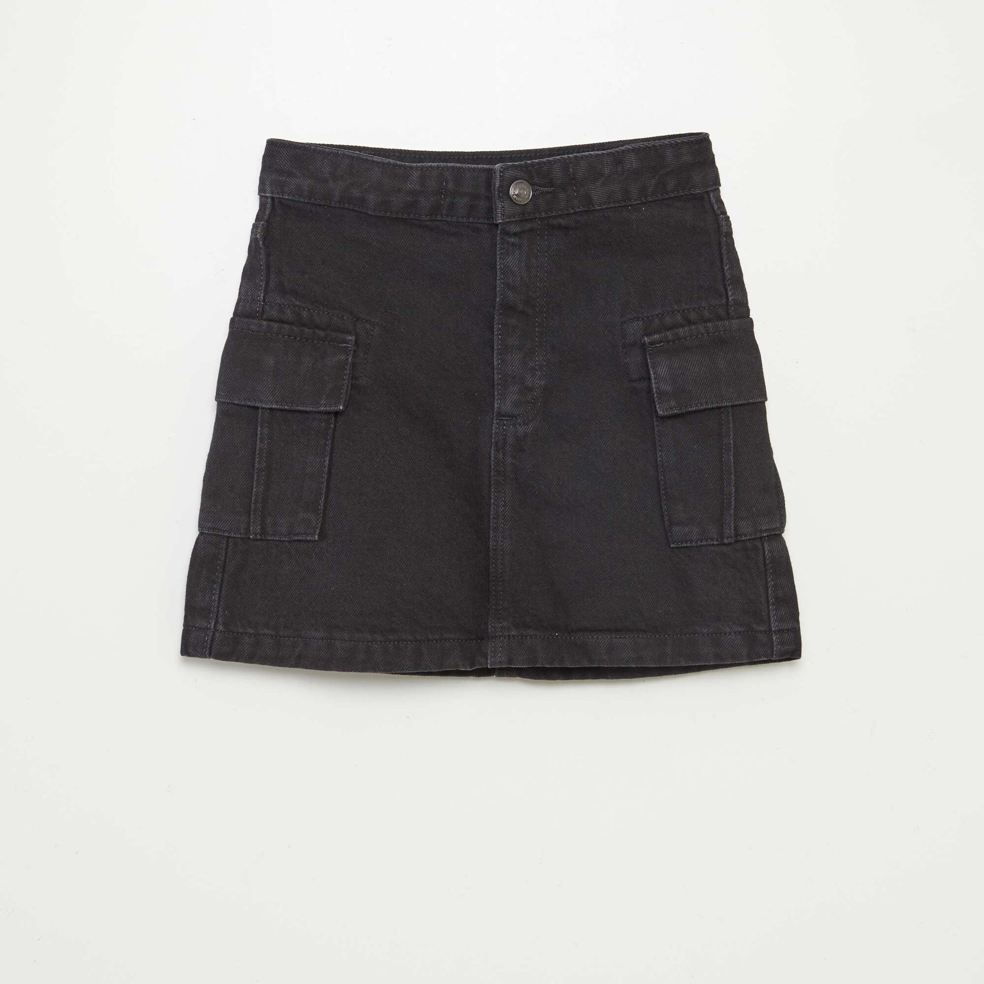 Denim skirt with flap pockets BLACK