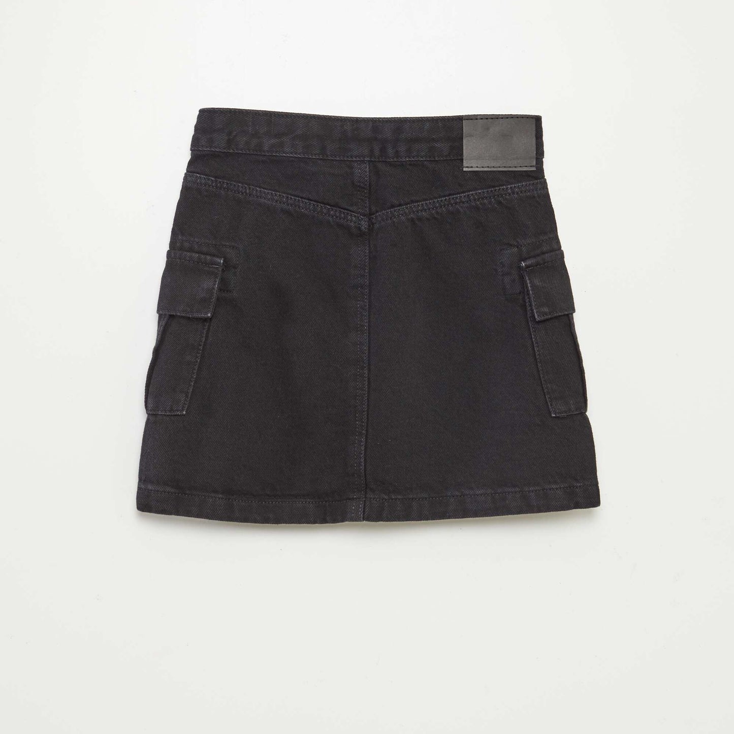 Denim skirt with flap pockets BLACK