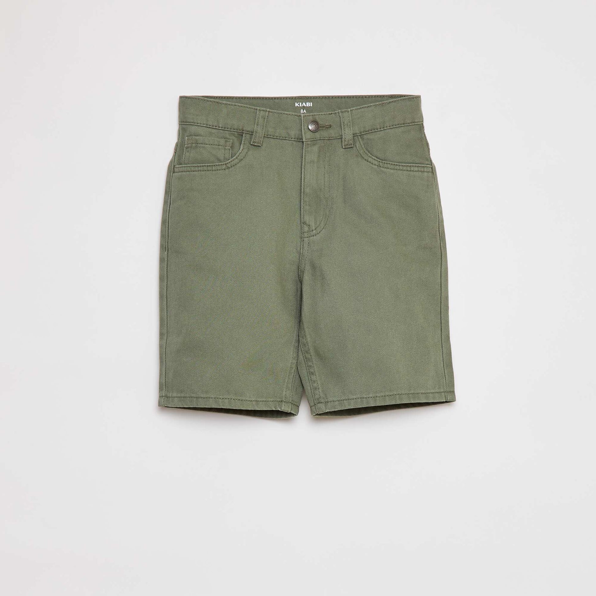 Loose-fit twill Bermuda shorts GREEN