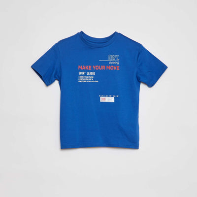Printed round-neck T-shirt BLUE
