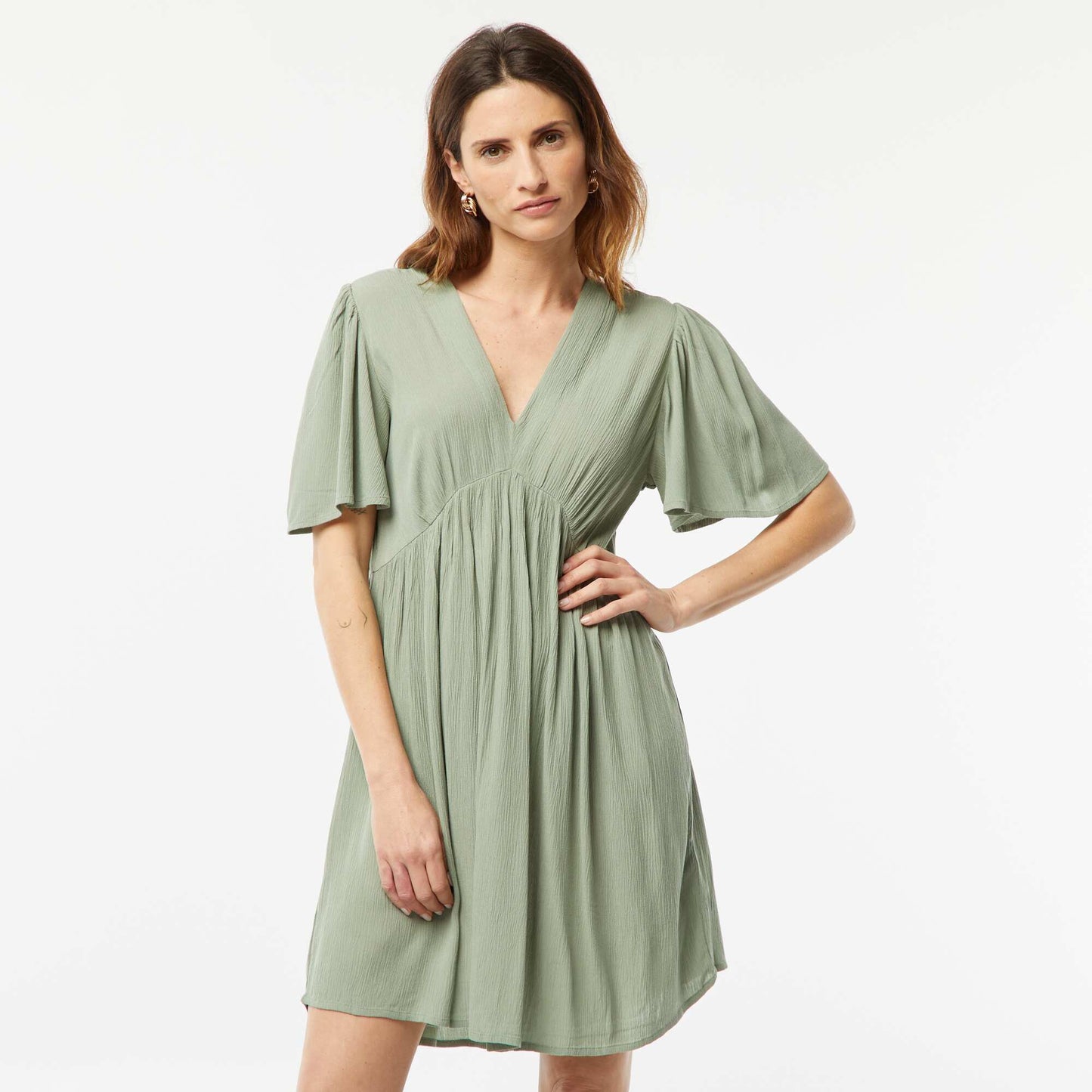 Short crepe knit dress BLUE