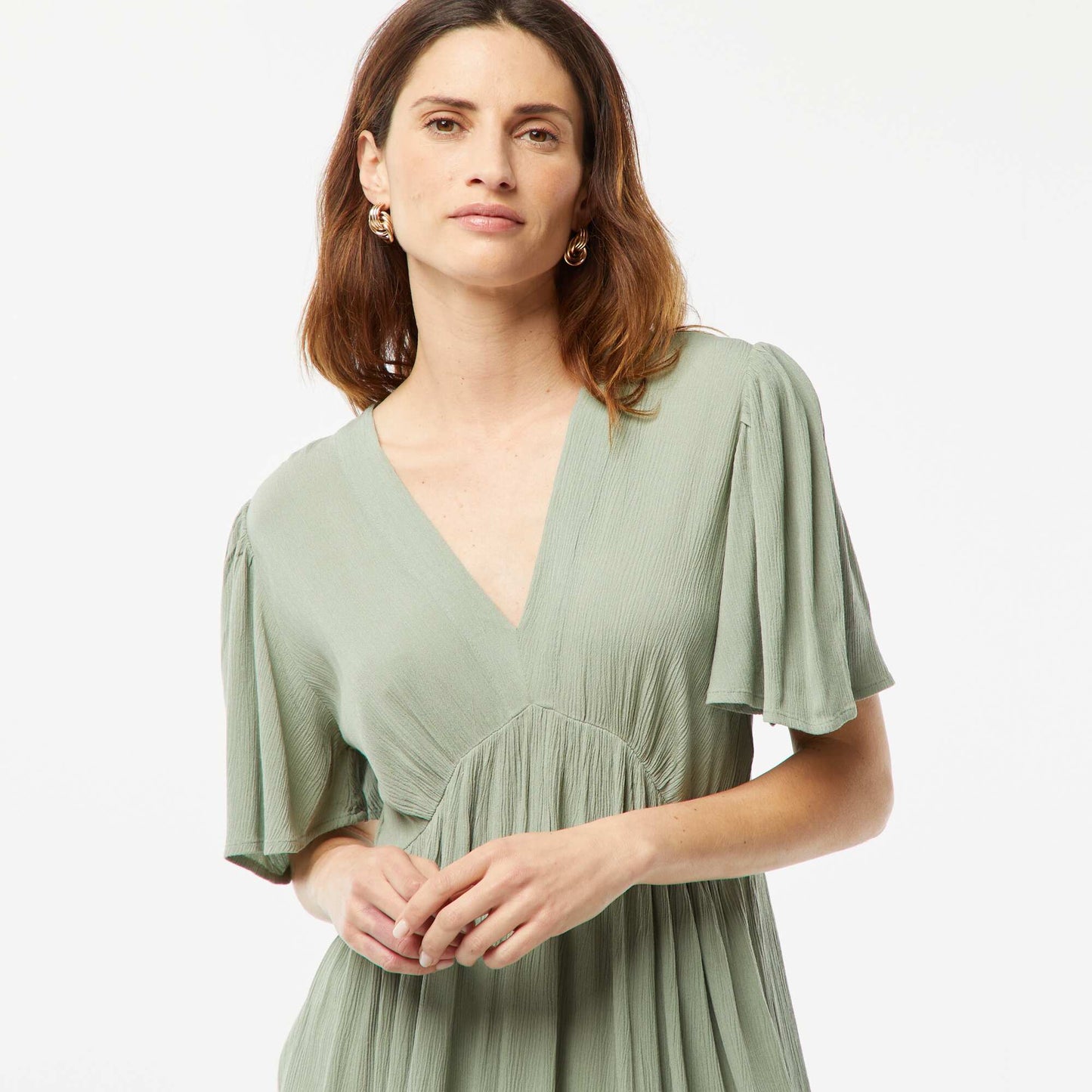 Short crepe knit dress BLUE