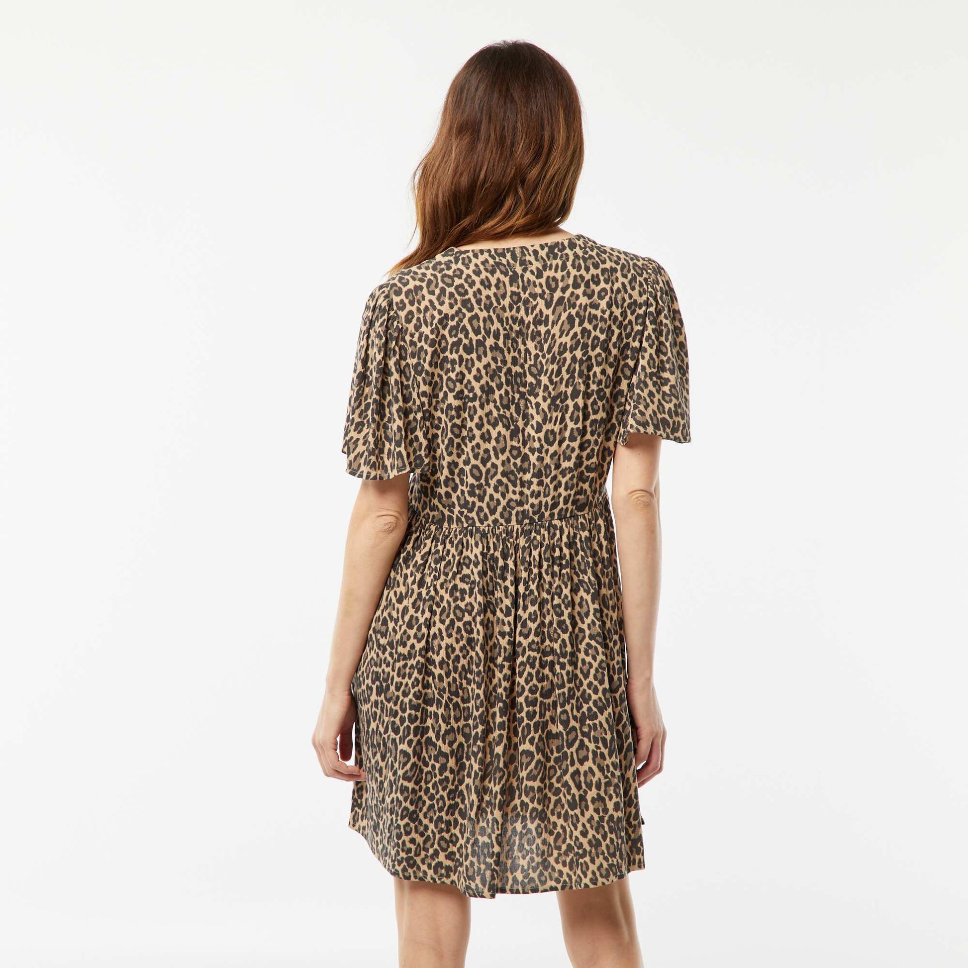 Short crepe knit dress BEIGE