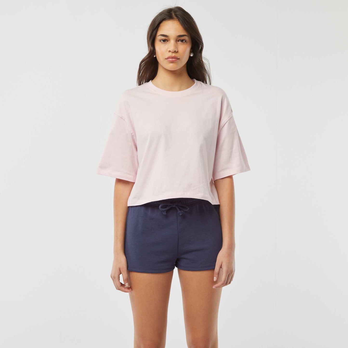 Plain lightweight sweatshirt fabric short shorts BLUE