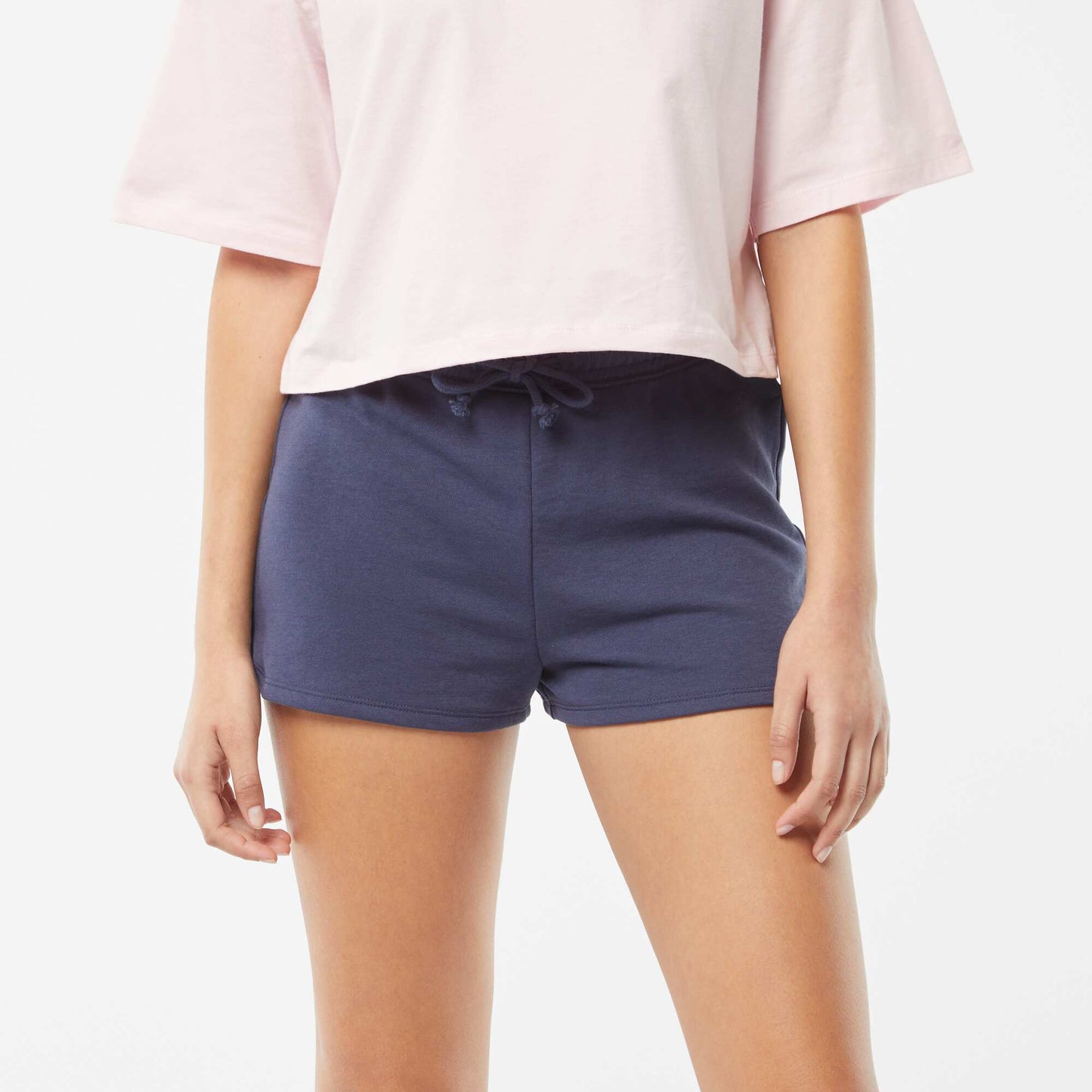 Plain lightweight sweatshirt fabric short shorts BLUE
