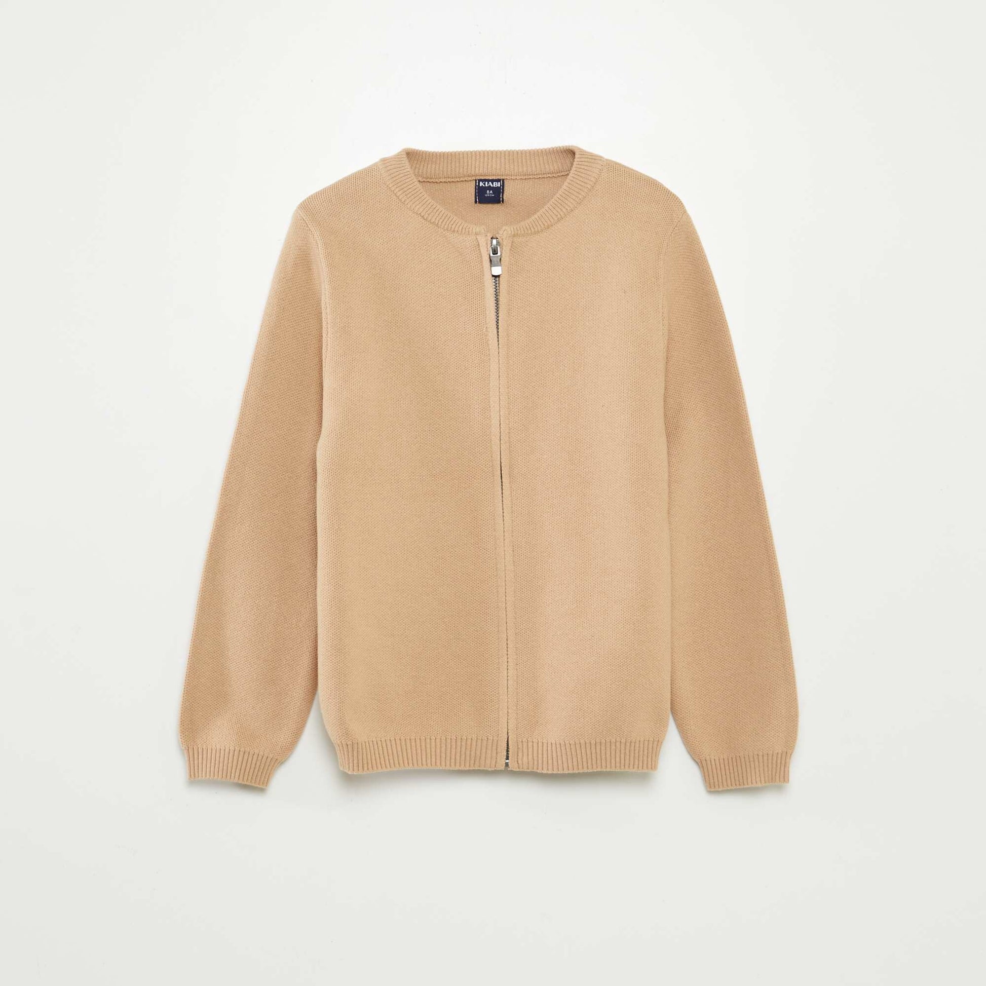 Knitted zip-up cardigan BEIGE