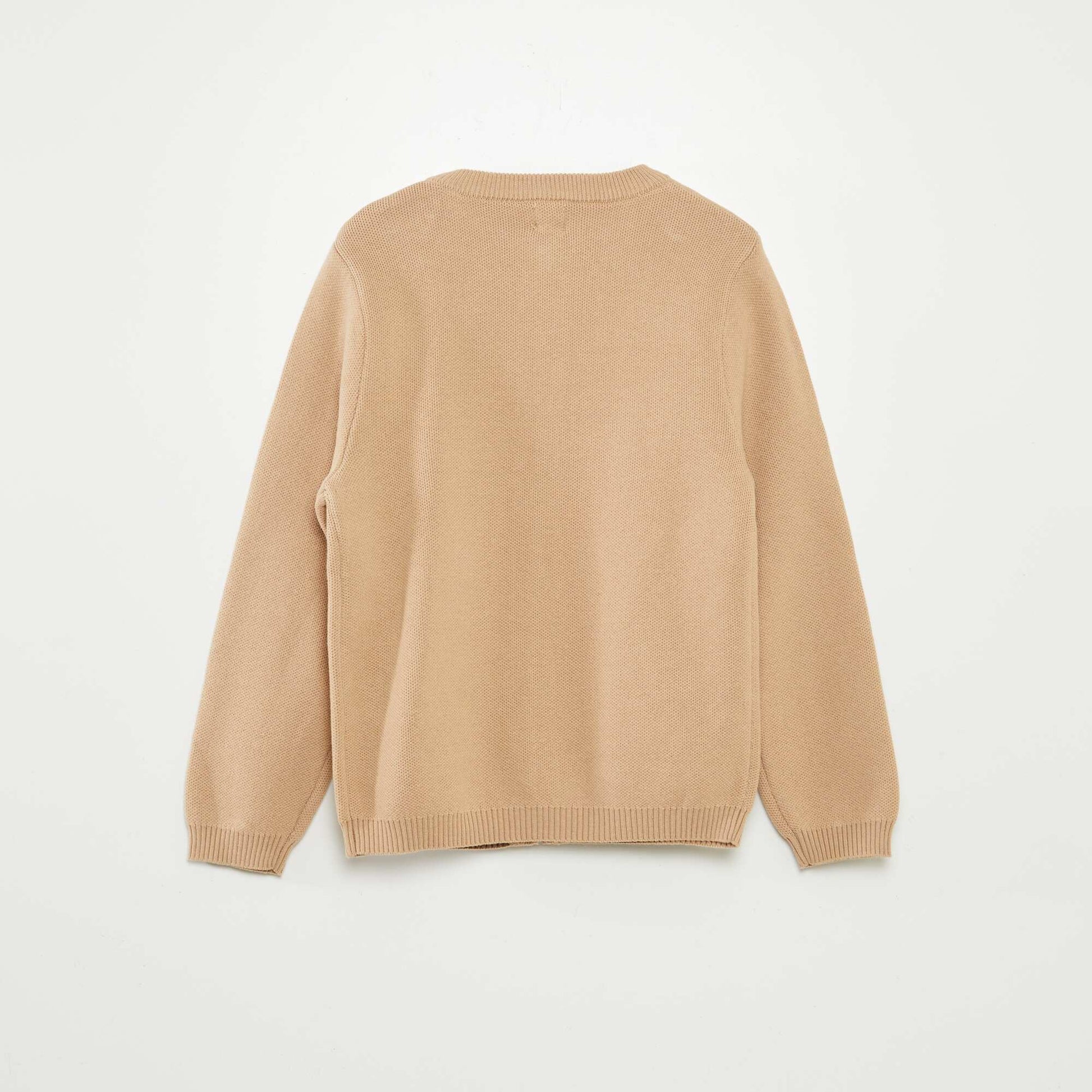 Knitted zip-up cardigan BEIGE