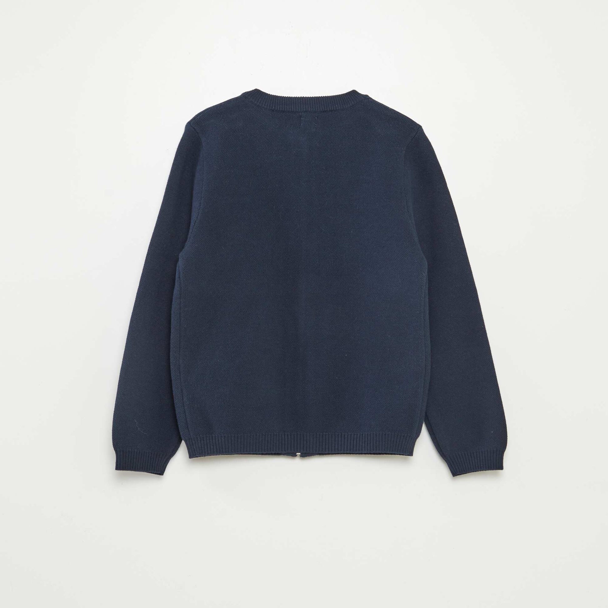 Knitted zip-up cardigan BLUE