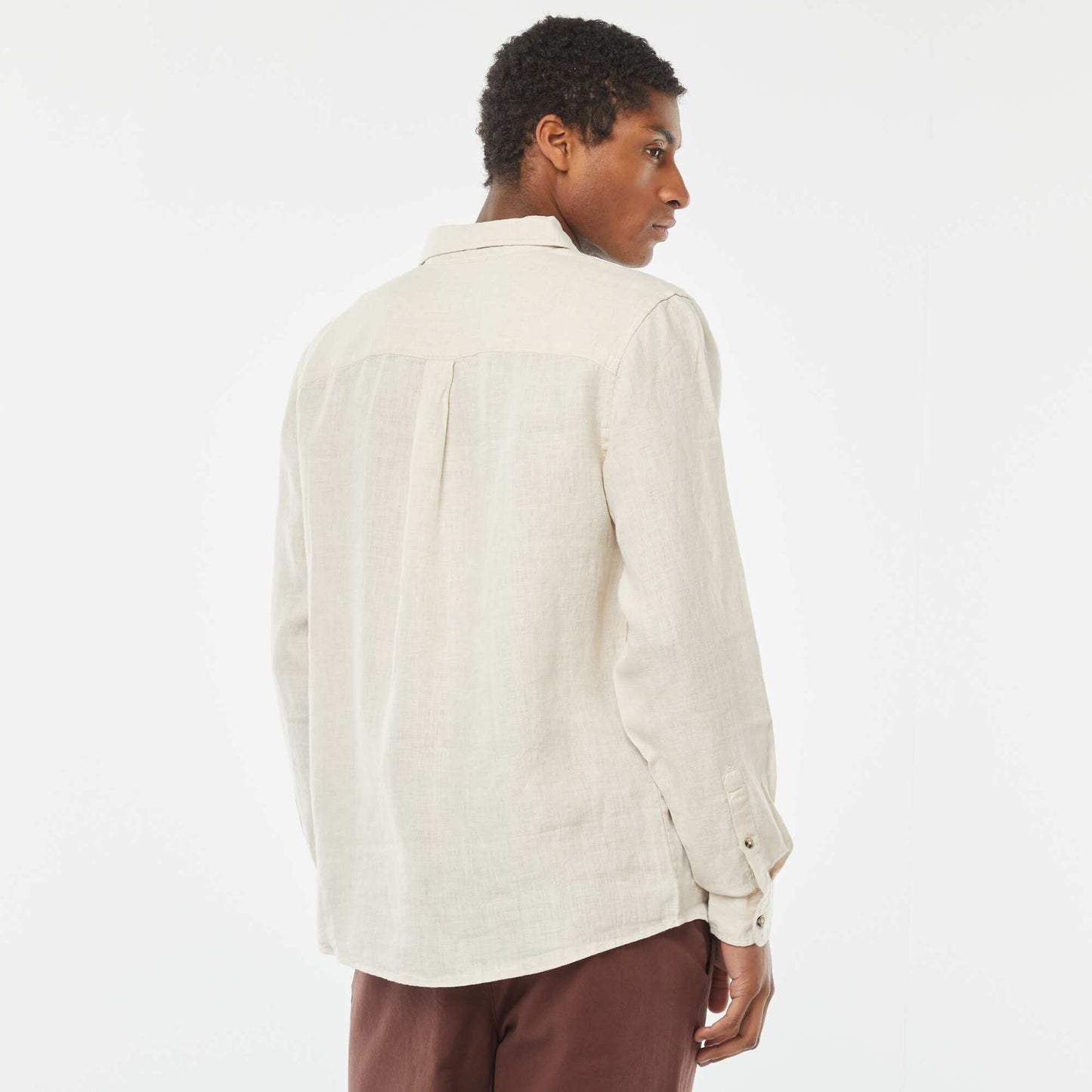 Linen regular-fit shirt BEIGE