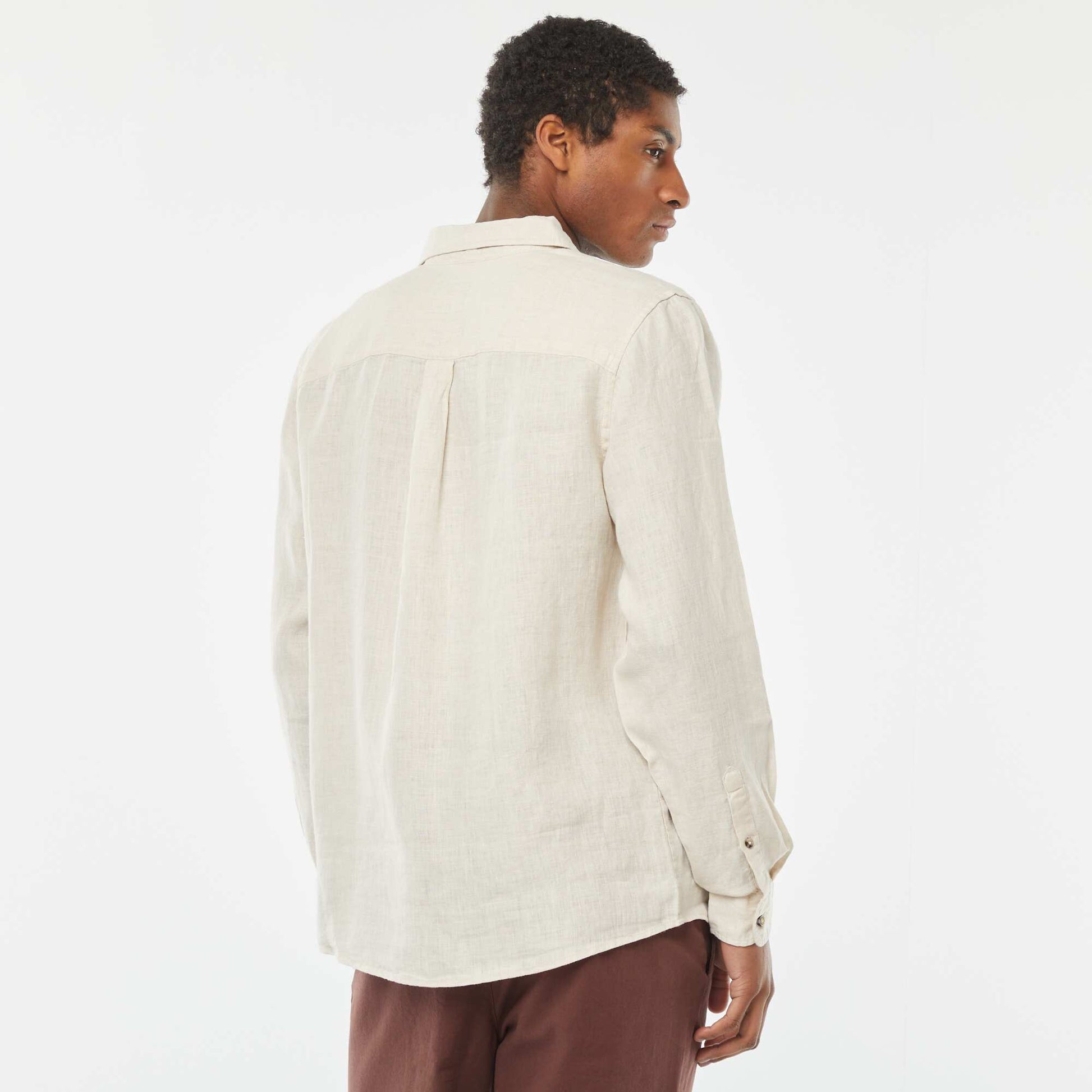 Linen regular-fit shirt BEIGE