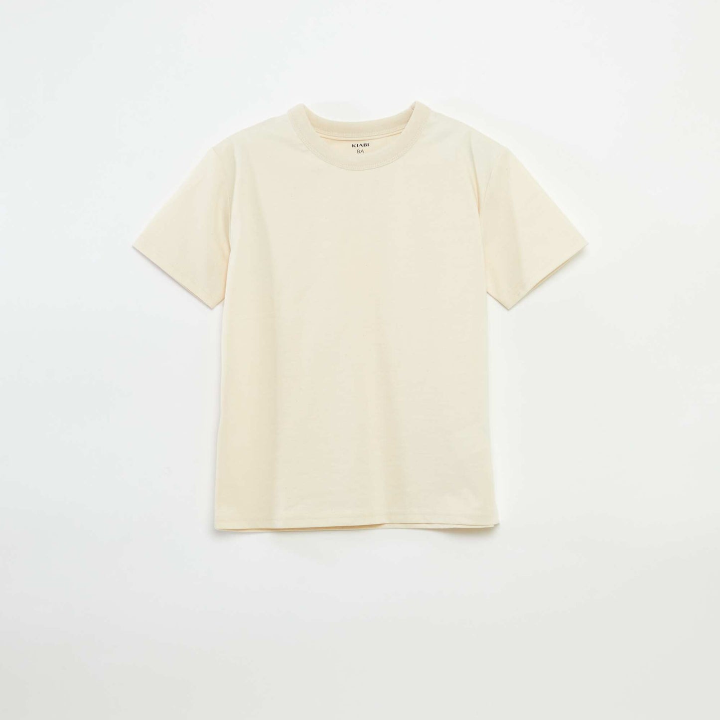 Basic short-sleeved T-shirt with round neck BEIGE