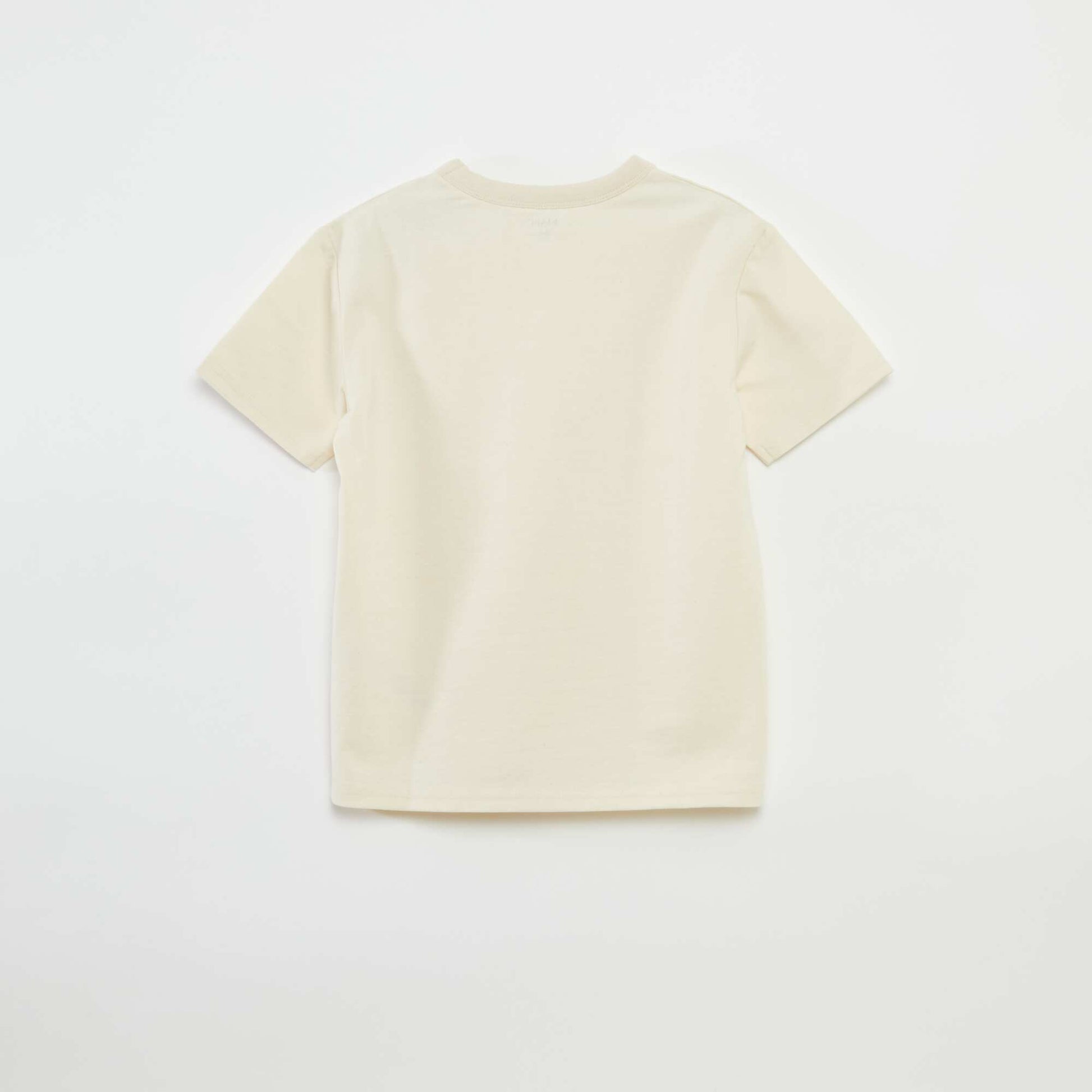 Basic short-sleeved T-shirt with round neck BEIGE