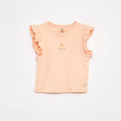 Ruffled T-shirt - cradle to cradle ORANGE