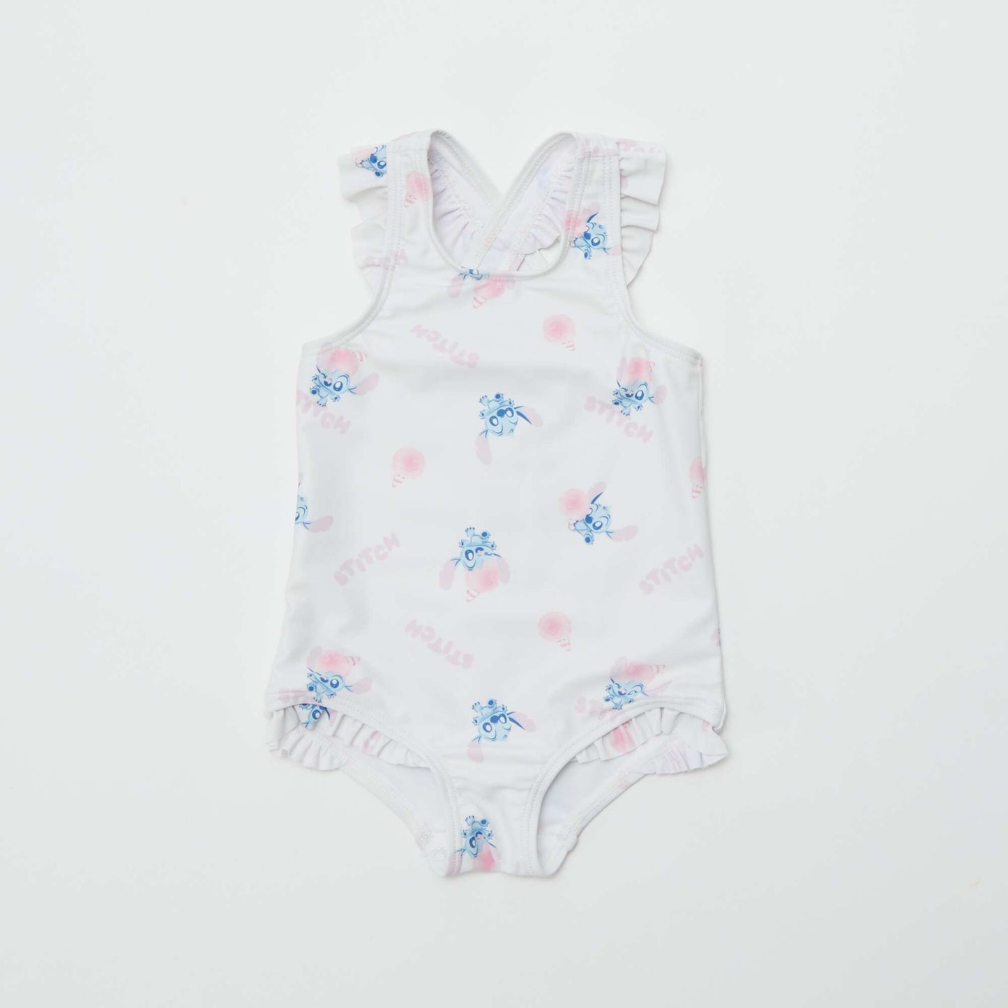 Ruffled 'Disney' 'Stitch' swimsuit - One-piece WHITE