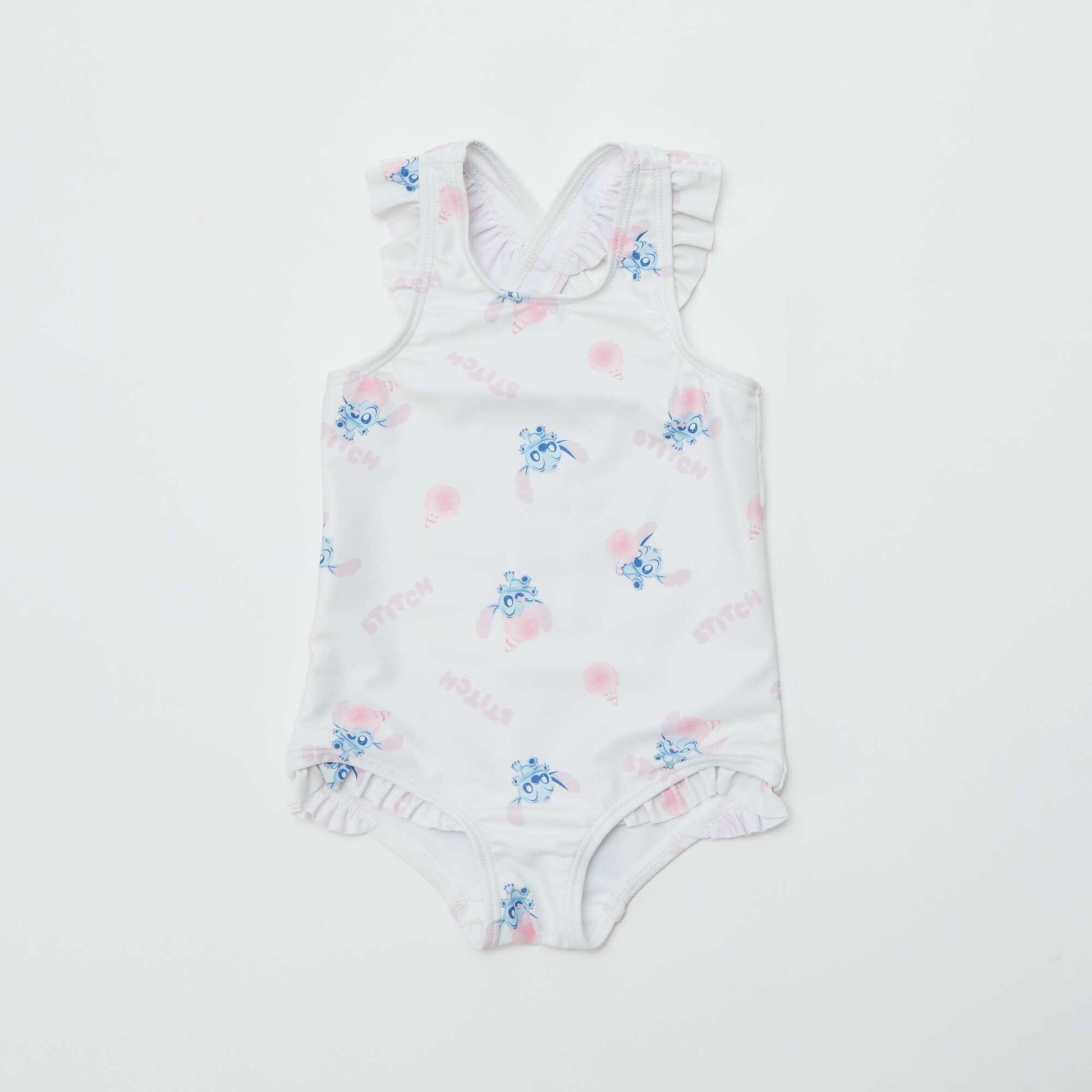 Ruffled 'Disney' 'Stitch' swimsuit - One-piece WHITE