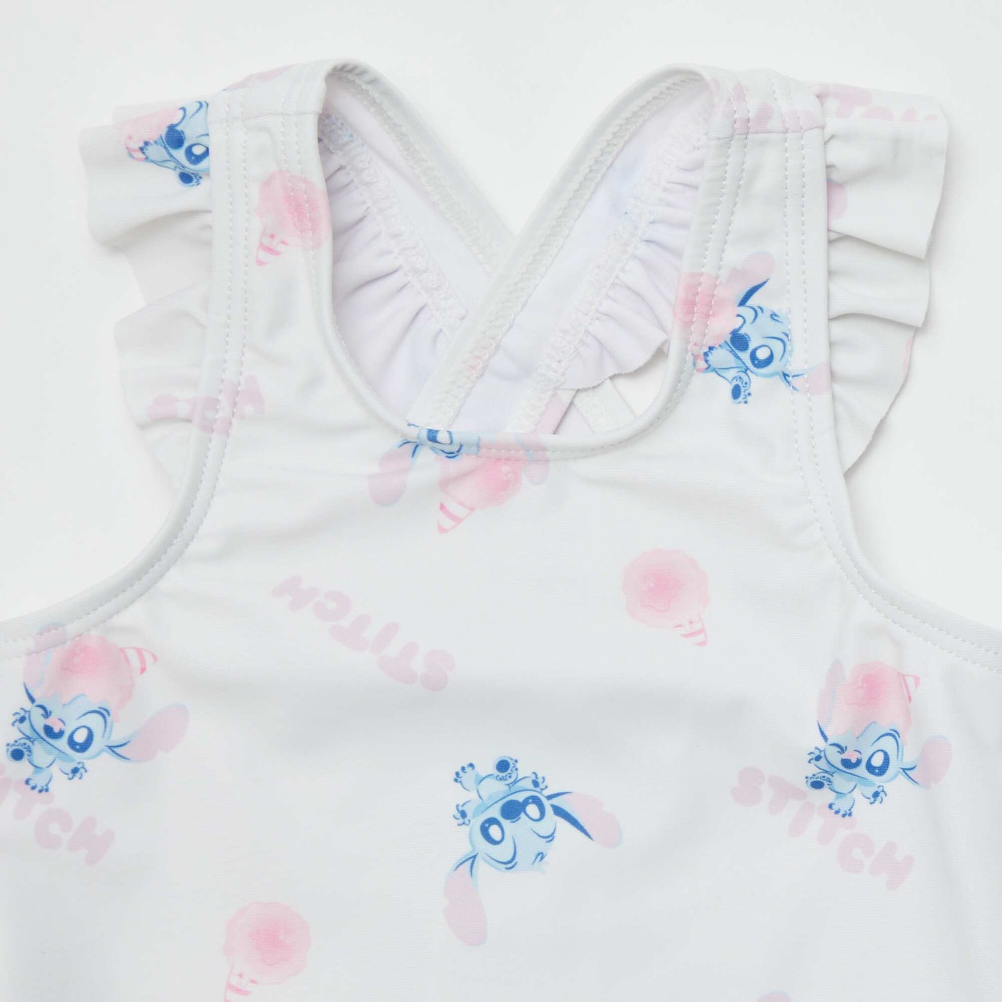 Ruffled 'Disney' 'Stitch' swimsuit - One-piece WHITE